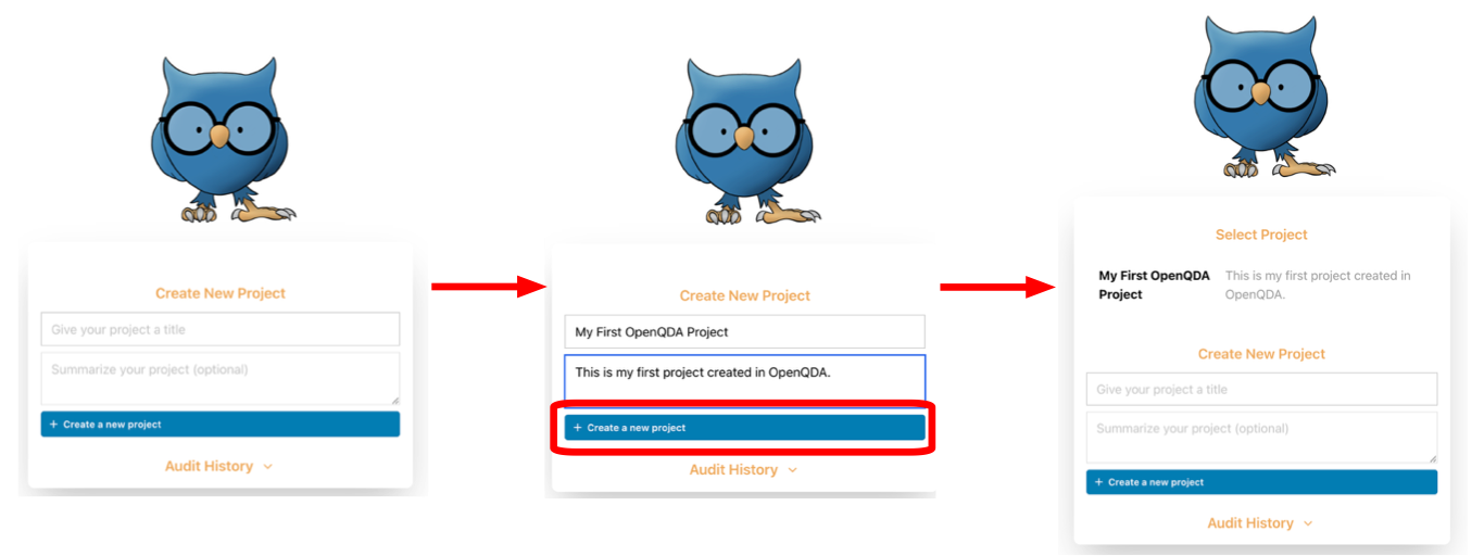 Create a new project in OpenQDA