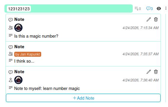 show notes of code
