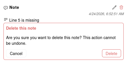 delete note confirmation