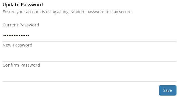 user profile change password