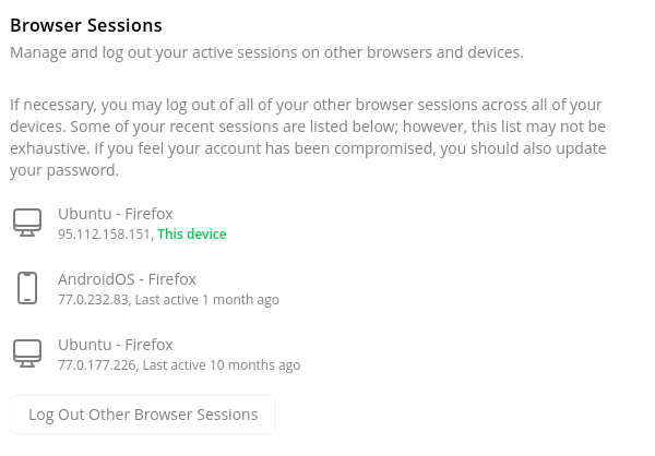 user profile browser sessions