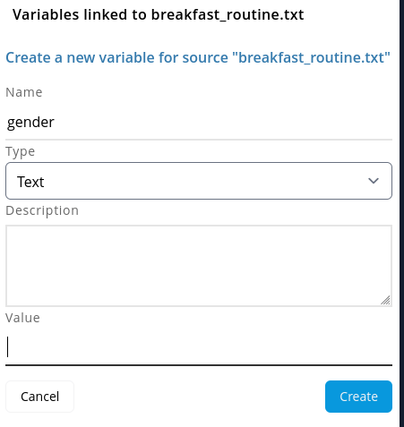variables trigger button