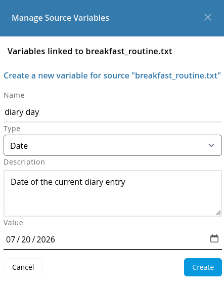variables trigger button